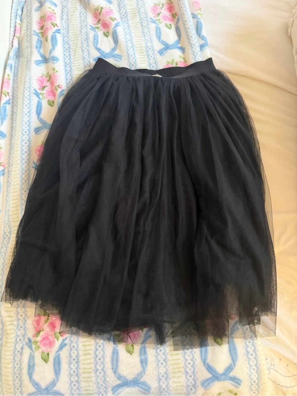 Esley Black Tulle Skater Midi Skirt